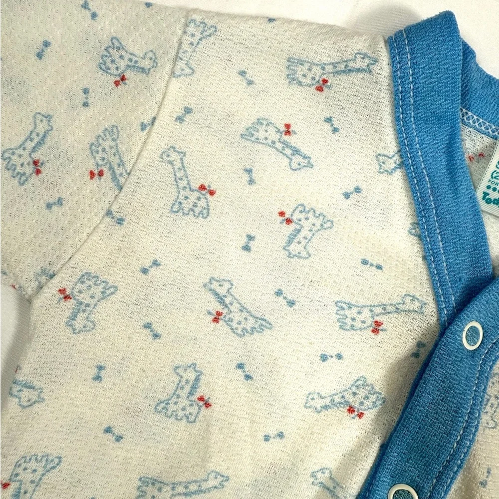 JC PENNEY Toddletime 70s-80s Vintage Baby Boys' Giraffe‎ Button Up Sleepshirt 3